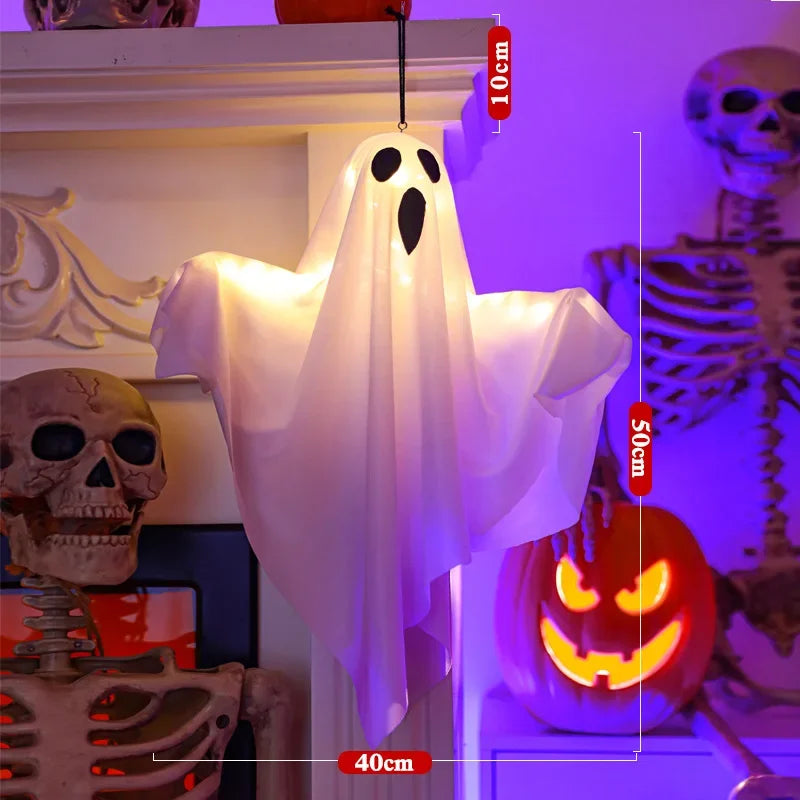 LED Glow Ghost Party Hanging Halloween Decoration, Flying Horror Props Lights