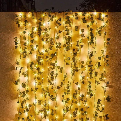 Maple Leaf Solar Outdoor String Lights, Garland Fairy Lights For Christmas Garden Decor