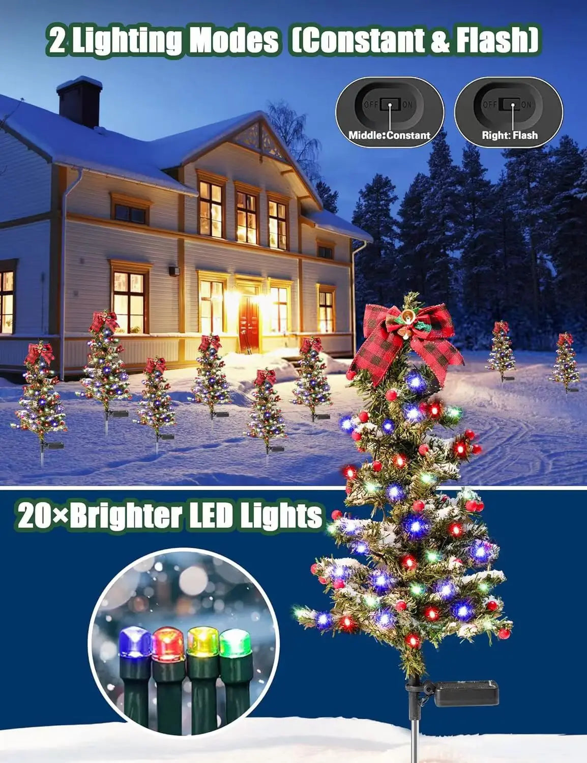 Solar Cedar Christmas Tree lights Outdoor Garden Pathway Lights - Lumaz