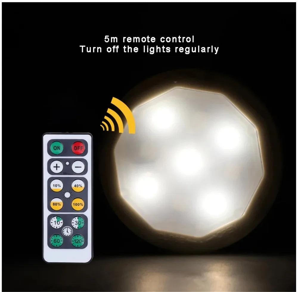 Battery Operated Remote Control Under Cabinet Led Puck Light (White) - Lumaz