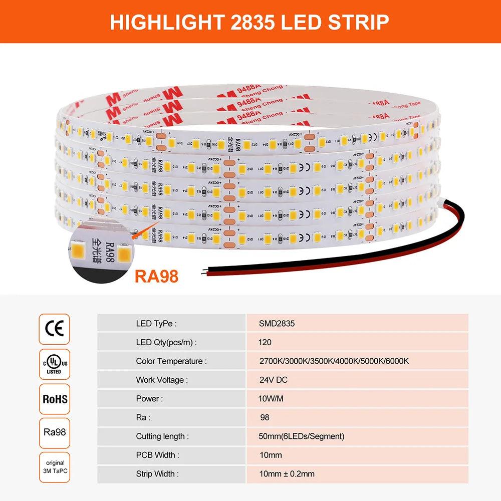 24V SMD 2835 LED Strip Light With Color Temp 2700K-6000K - Lumaz