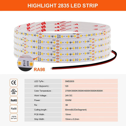 24V SMD 2835 LED Strip Light With Color Temp 2700K-6000K - Lumaz