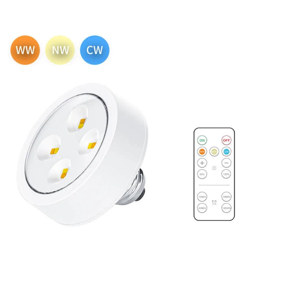 E26/E27 Base 3 Colors Remote Control Under Cabinet Led Puck Lights (White) - Lumaz