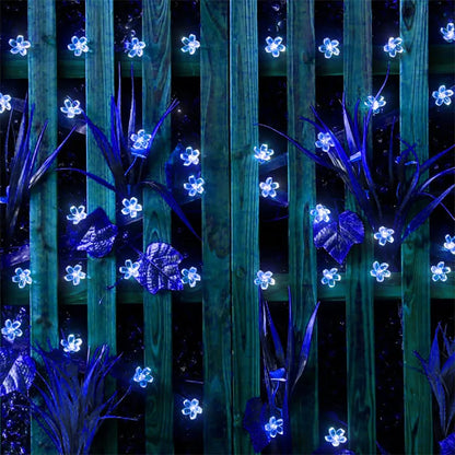 Solar Outdoor Simulation Flower String Lights, Waterproof LED Christmas Lights