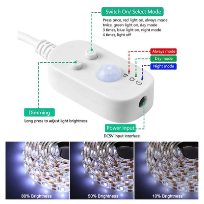 5V USB Power Touch Dimmer LED Strip Light SMD 2835 60LED Cabinet Lights - Lumaz