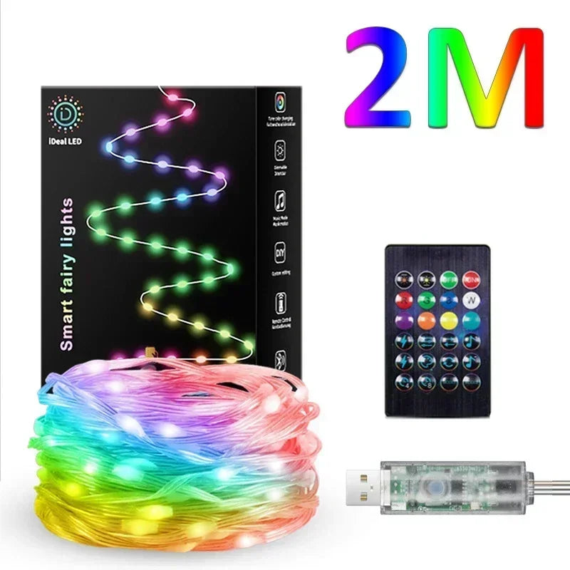 USB RGBIC Smart Christmas Tree Dream Color Music Lights Waterproof LED Fairy Lights - Lumaz