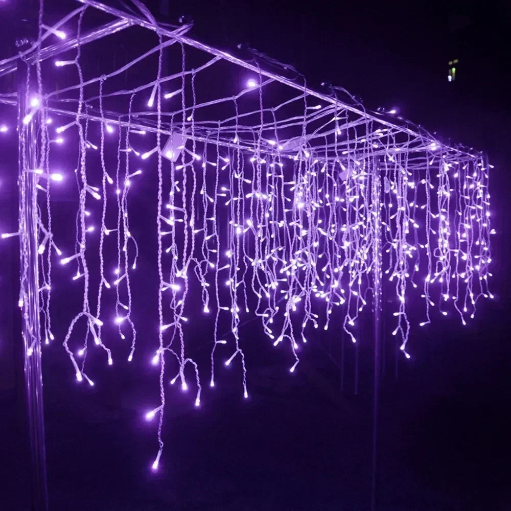 3M 8Mode LED Curtain Icicle String Lights Waterfall Christmas Lights For Street Eaves Patio