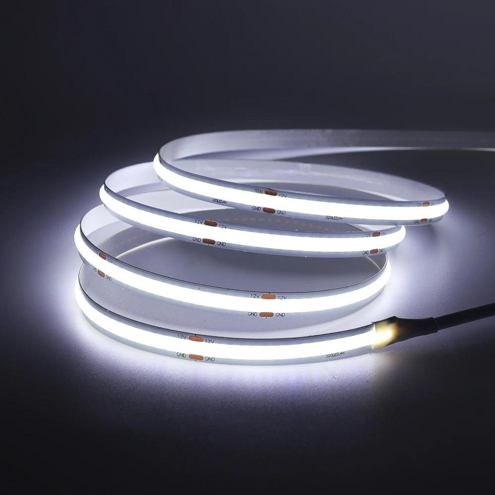 12V COB LED Strip Light With 480/528 LEDs Flexible Tape 3mm/5mm/8mm PCB - Lumaz