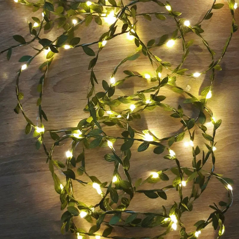 Tiny Leaf LED Copper Wire Fairy String Lights, Outdoor Garland String Lights