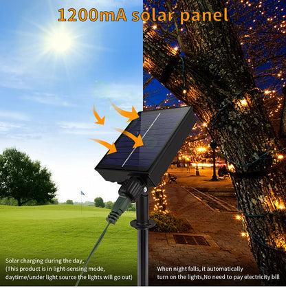 8 Modes Solar Outdoor String Lights Fast Charge Christmas Fairy Lights Waterproof