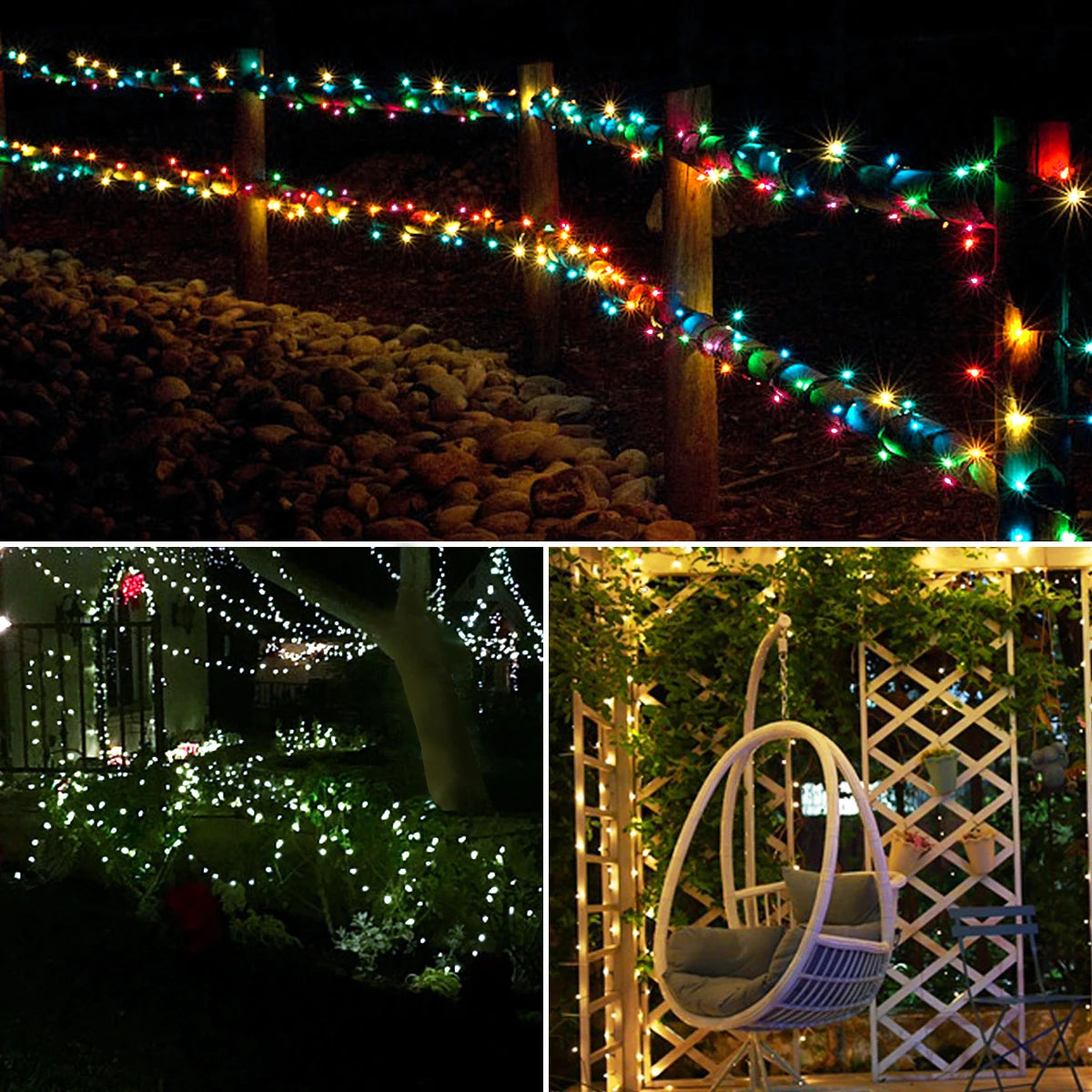 High-Power Solar Outdoor String Lights Leather Christmas Fairy Lights Waterproof