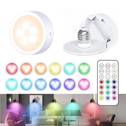 E26/E27 Base RGB Color Remote Control Under Cabinet Led Puck Lights - Lumaz