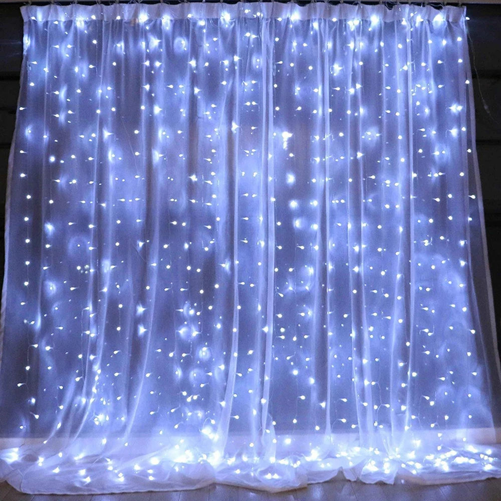 8 Mode LED Curtain Light Connectable Christmas Icicle Lights 3x1/3x2/3x3/6x3m - Lumaz