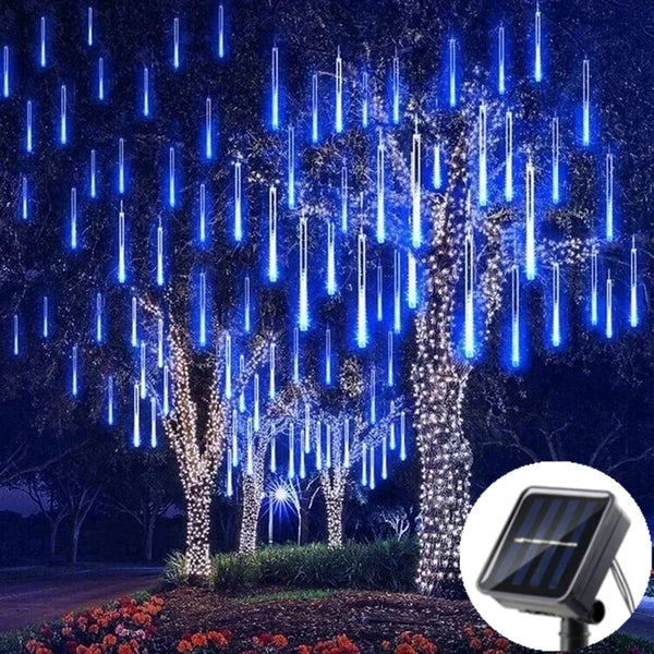 Lumaz Solar LED Meteor Shower Rain Lights, 30/50cm 192/288 LEDs Outdoor String Lights Waterproof Christmas Decoration