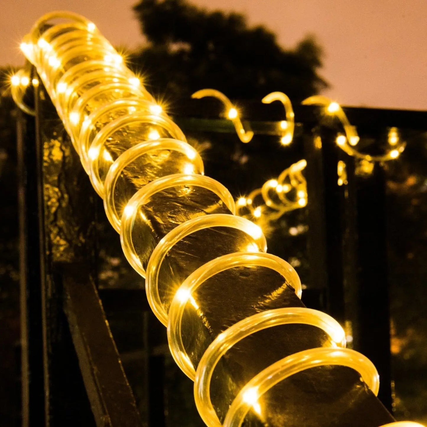 Solar Outdoor Tube Rope Lights, LED Fairy String Lights For Garden Christmas Decoration