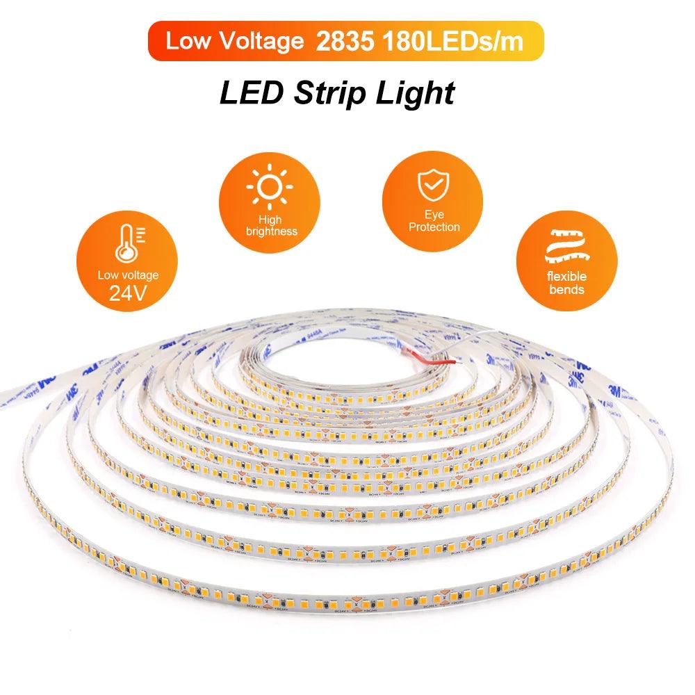 12V 24V SMD 2835 LED Strip Light Hight Brightness 120/180 LEDs With 13 Colors - Lumaz