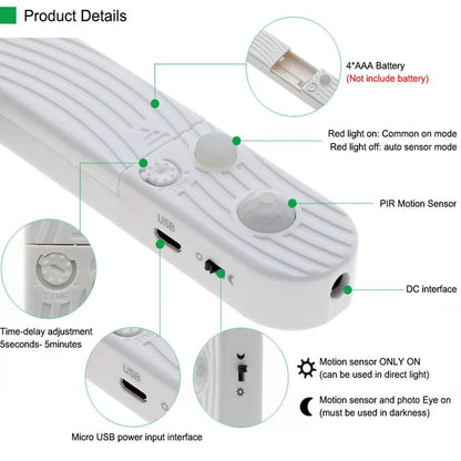 5V Battery Power LED Strip Light SMD 2835 60LED Cabinet Lights - Lumaz