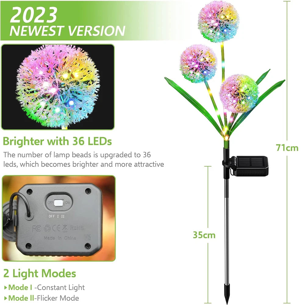 Solar Dandelion Flower Lights Outdoor Waterproof LED Pathway Lights - Lumaz