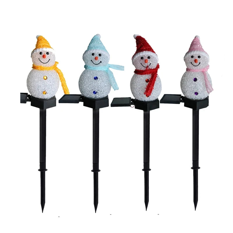 Solar Snowman Christmas Pathway Lights Outdoor Ground Stake Lights - Lumaz