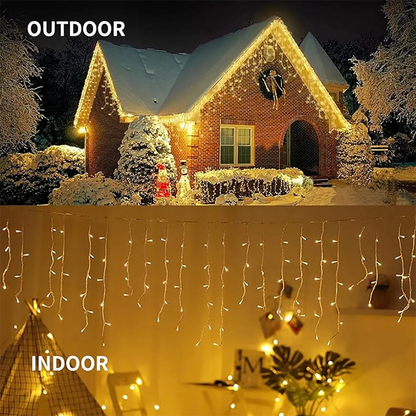 3.5M/7.5M Solar Curtain Icicle Lights Outdoor Christmas String Lights For Eaves Decor