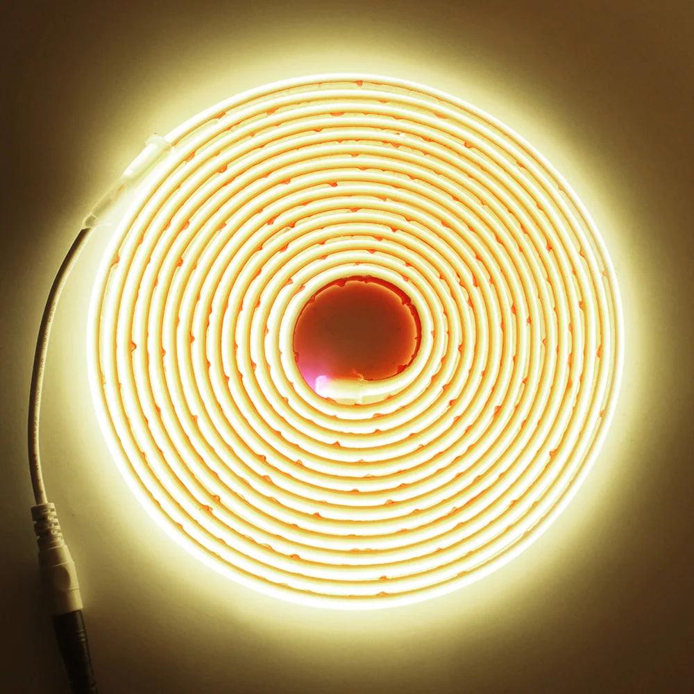 24V IP68 Waterproof COB Neon LED Strip Light With DC Plug, 320LEDs, Lighting RA90 Flexible Silicone Tube Tape Light - Lumaz