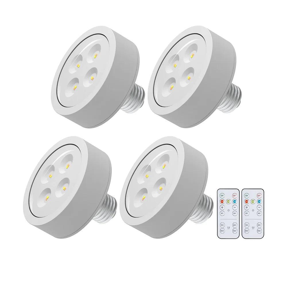 E26/E27 Base 3 Colors Remote Control Under Cabinet Led Puck Lights - Lumaz