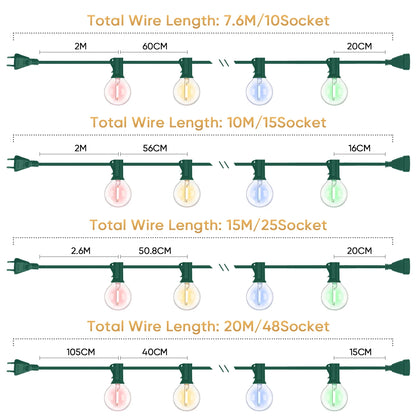 Multicolor G40 Outdoor String Lights, 110V Led String Light Waterproof Connectable