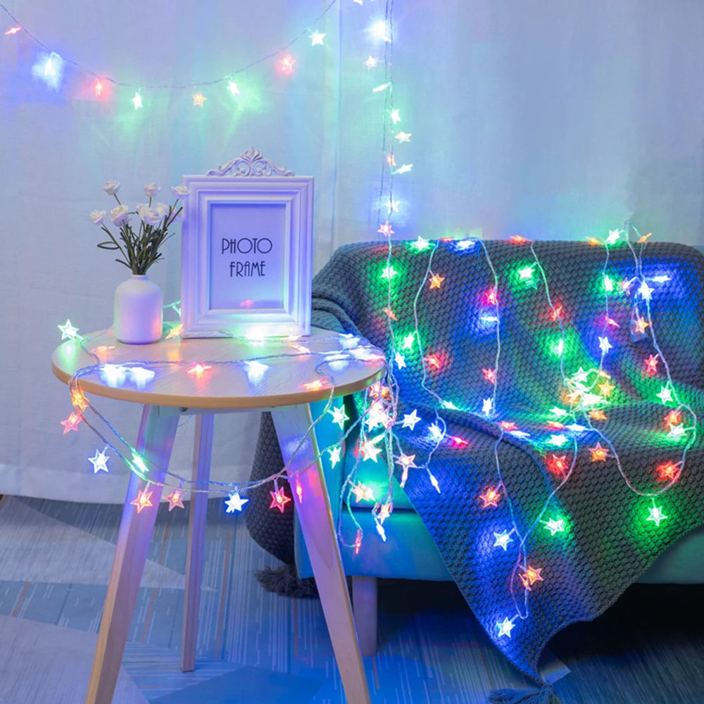 LED Outdoor String Lights - Star Chain Lights, Fairy Lights With USB Plug