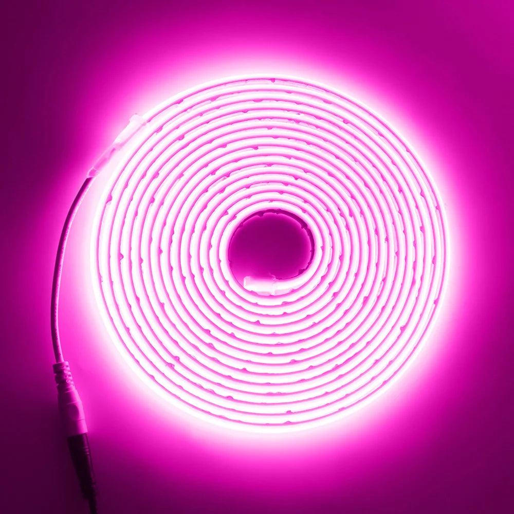 24V IP68 Waterproof COB Neon LED Strip Light With DC Plug, 320LEDs, Lighting RA90 Flexible Silicone Tube Tape Light - Lumaz