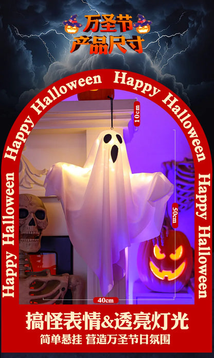 LED Glow Ghost Party Hanging Halloween Decoration, Flying Horror Props Lights