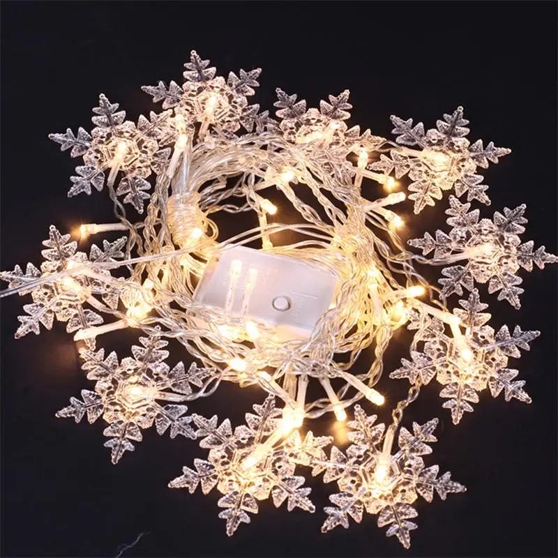 3.2M 8 Modes Christmas Snowflakes LED Curtain Lights Flashing Fairy Lights