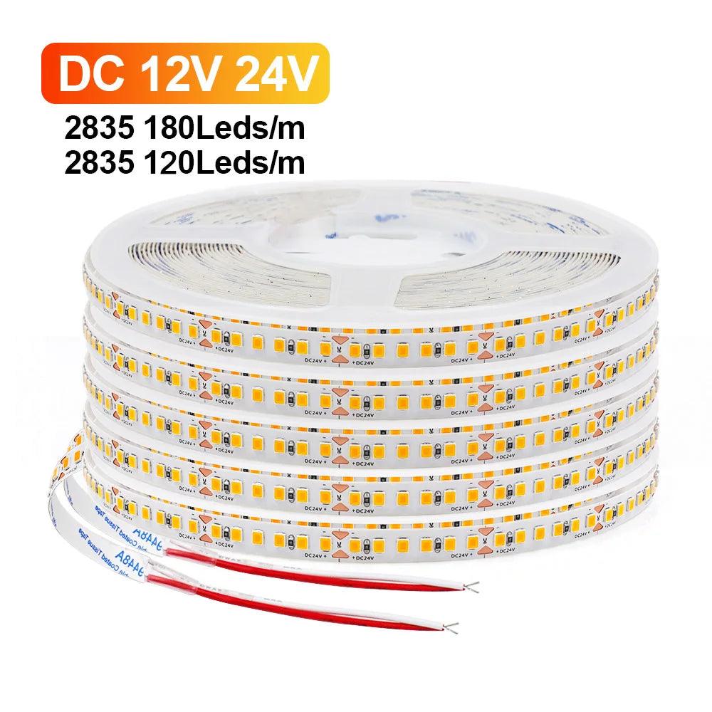 12V 24V SMD 2835 LED Strip Light Hight Brightness 120/180 LEDs With 13 Colors - Lumaz