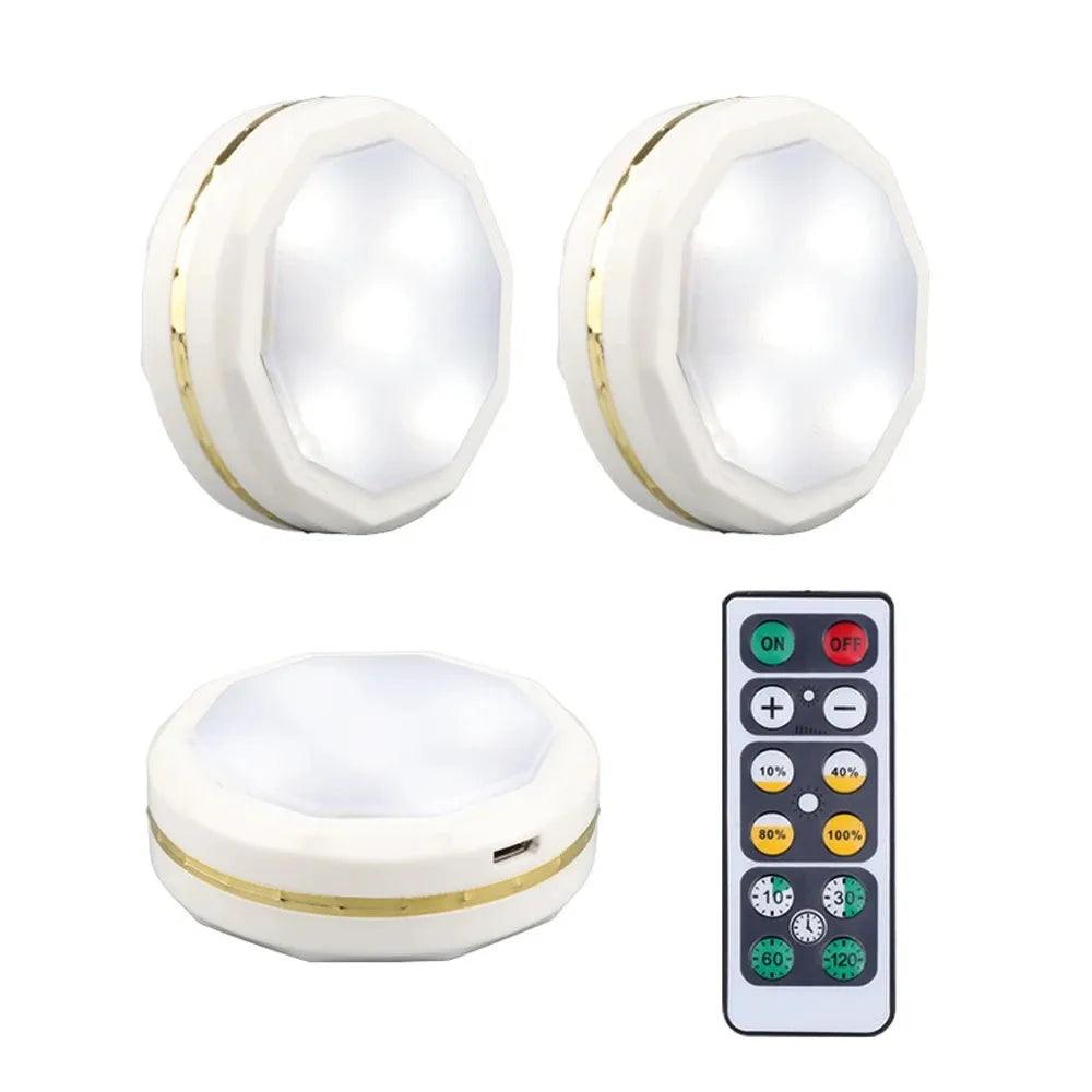 Battery Operated Remote Control Under Cabinet Led Puck Light (White) - Lumaz