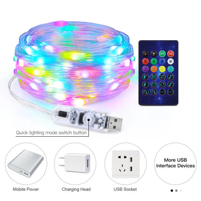 Bluetooth USB LED String Fairy Lights RGBIC Dream Color DIY Christmas Tree