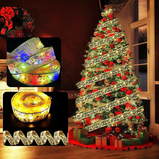 Fairy LED Christmas Lights, Christmas Ribbon Copper Wire Lights With Battery Powered