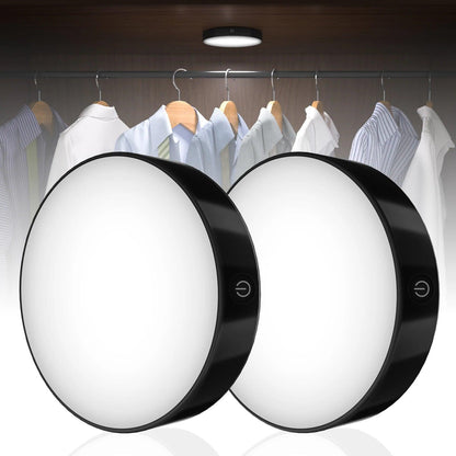 Battery Operated Dimmable Under Cabinet LED Puck Lights with 1000mAh 2pcs Black - Lumaz