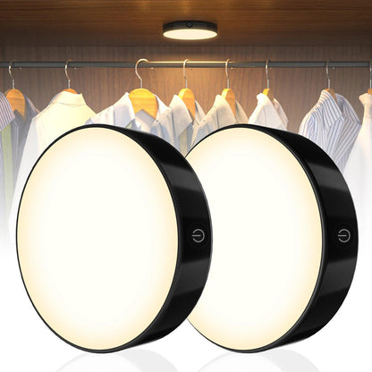 Battery Operated Dimmable Under Cabinet LED Puck Lights with 1000mAh 2pcs Black - Lumaz