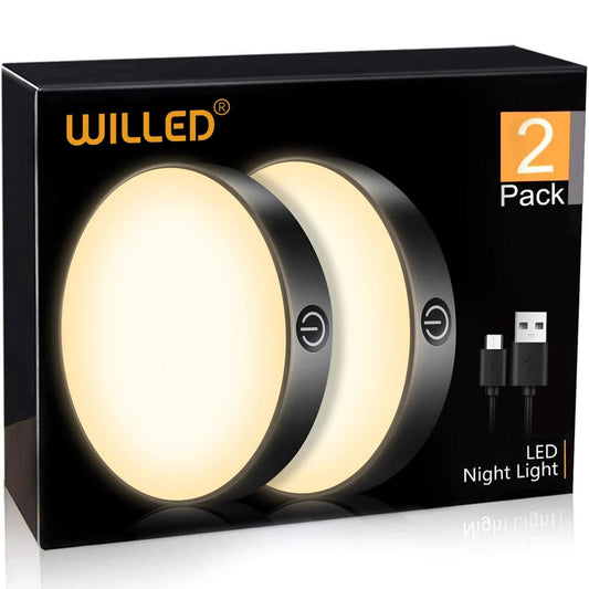 Battery Operated Dimmable Under Cabinet LED Puck Lights with 1000mAh 2pcs Black - Lumaz