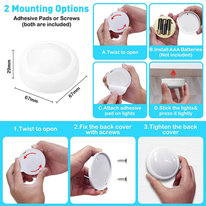 Battery Operated LED Puck Light with Remote 13 Colors for Closet and Cabinet - Lumaz