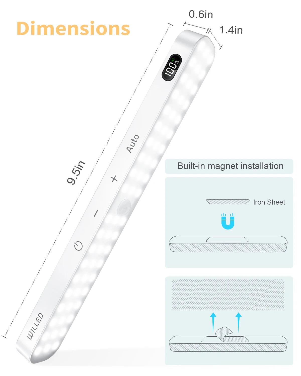 Battery Operated Motion Sensor Under Cabinet LED Light Bar 60 LED Touch Bar - Lumaz