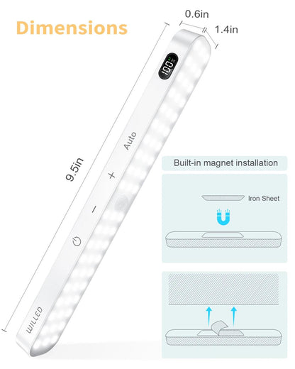 Battery Operated Motion Sensor Under Cabinet LED Light Bar 60 LED Touch Bar - Lumaz