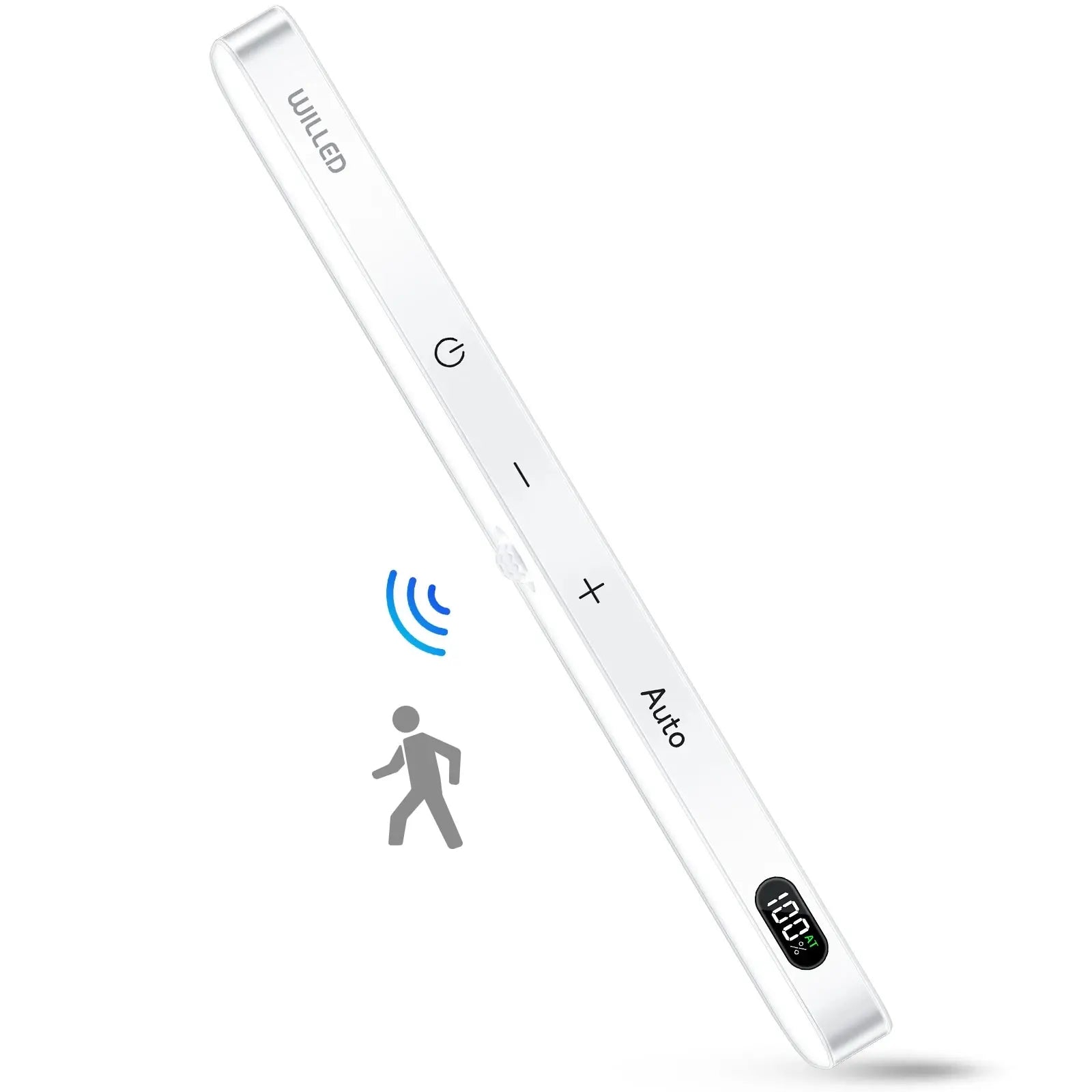 60-LED Under Cabinet LED Light Bar - Cool White, Magnetic Dimmable, Battery Display, White Housing
