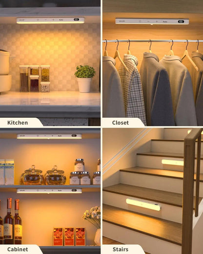 Battery Operated Motion Sensor Under Cabinet LED Light Bar Warm Light 60 LED Touch Light - Lumaz