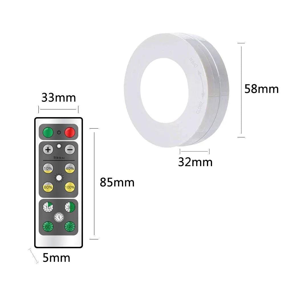 Battery Operated Under Cabinet Led Puck Light With Remote Control White - Lumaz