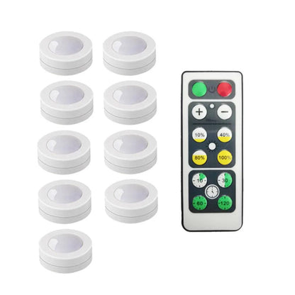 Battery Operated Under Cabinet Led Puck Light With Remote Control White - Lumaz