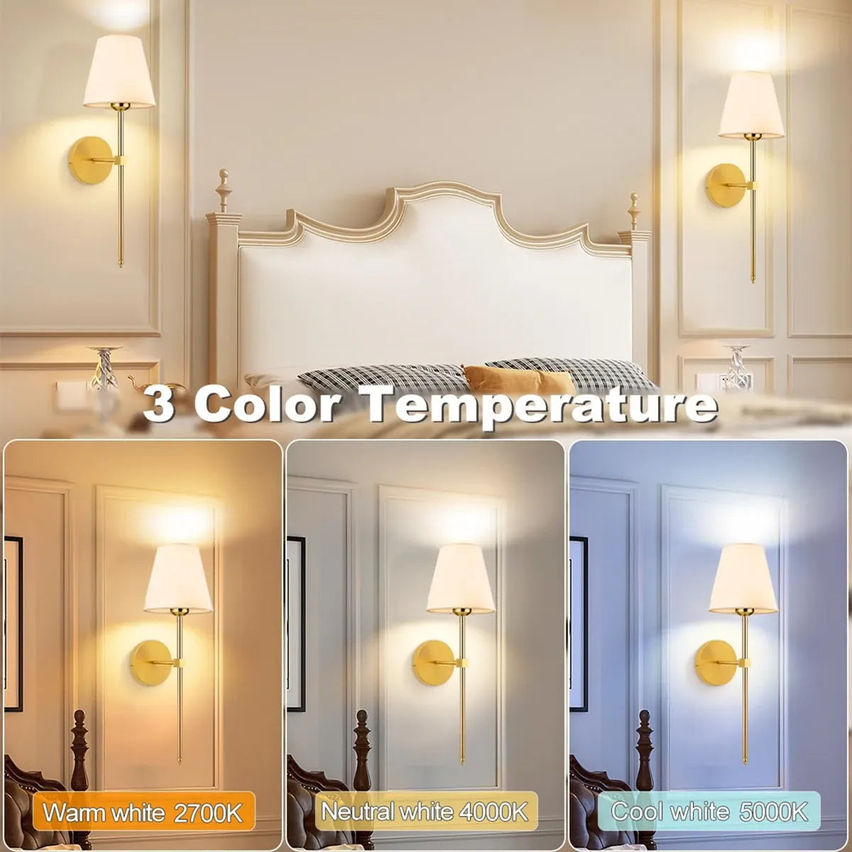 Battery Powered LED Wall Lamp Rechargeable Dimmable Detachable E27 Bulb Remote control