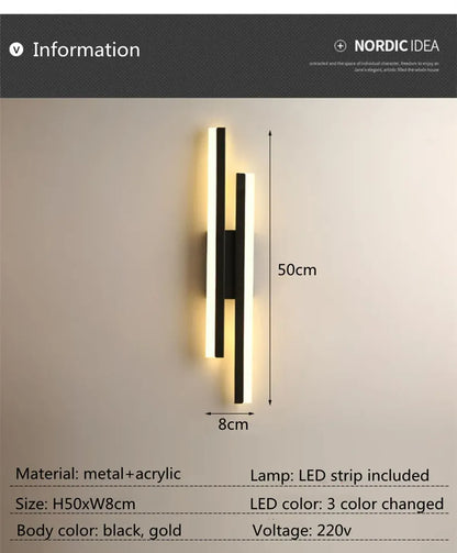 Bedroom LED Wall Light Copper Line Pipe Acrylic Lampshade for Indoor Lighting