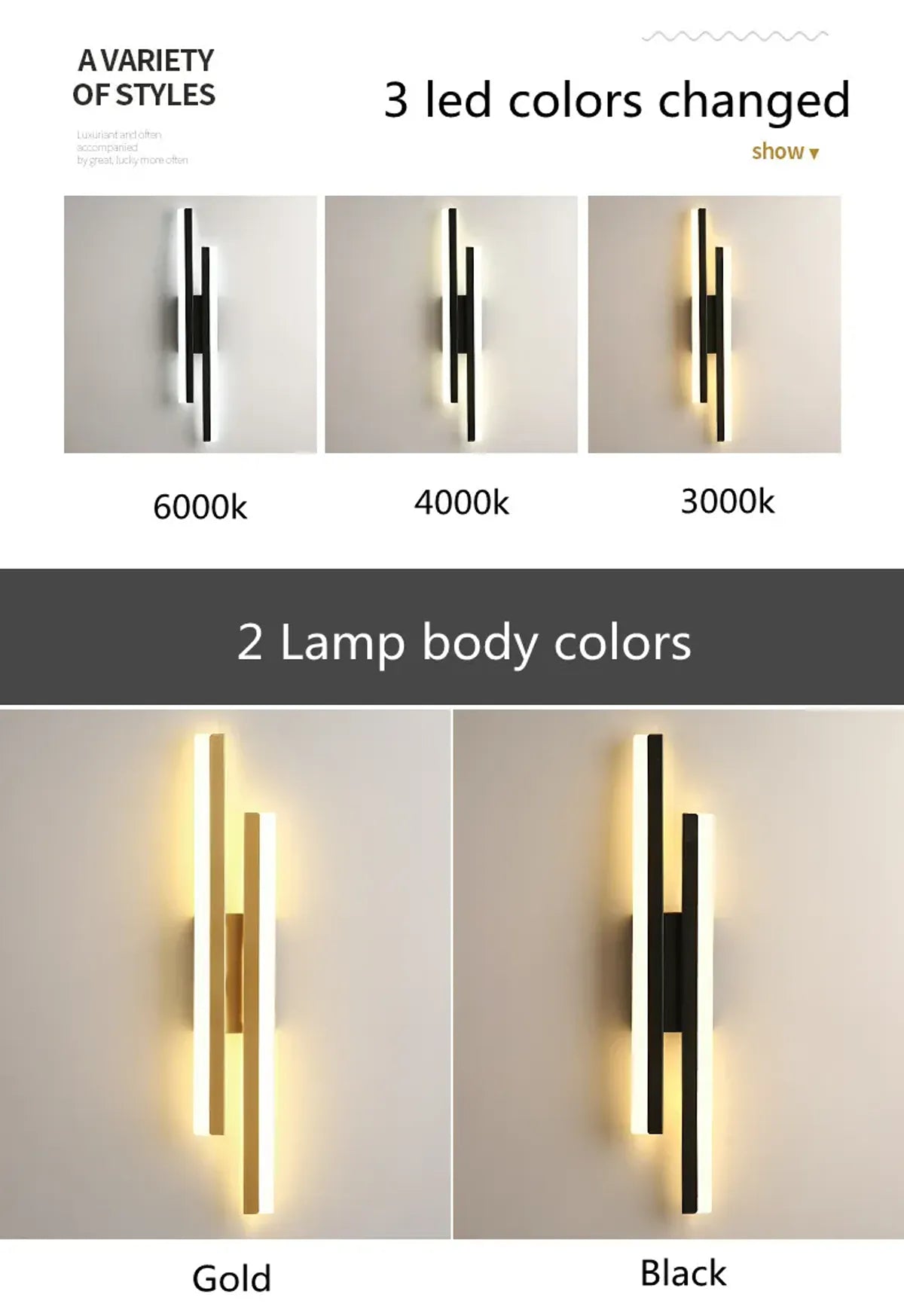 Bedroom LED Wall Light Copper Line Pipe Acrylic Lampshade for Indoor Lighting