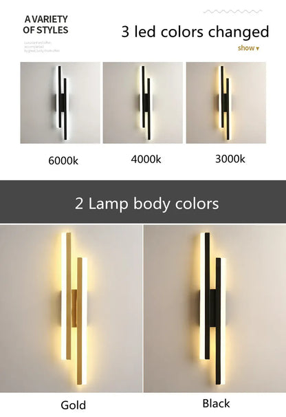 Bedroom LED Wall Light Copper Line Pipe Acrylic Lampshade for Indoor Lighting
