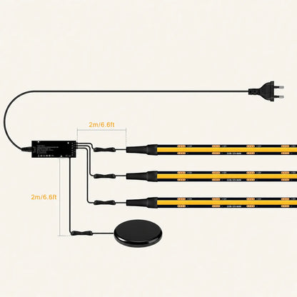 Kit de ruban LED COB à capteur pour panneau arrière - Dimmable, PCB noir